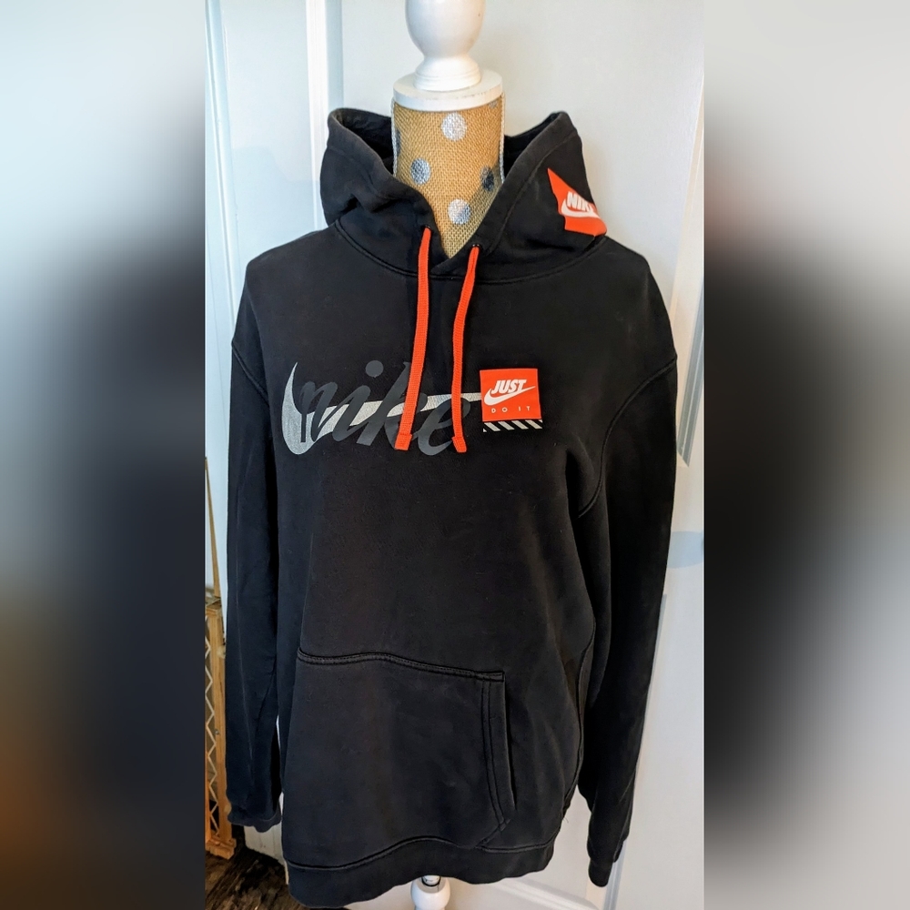 Nike Pullover Just Do It JDI Hoodie Orange Black Large